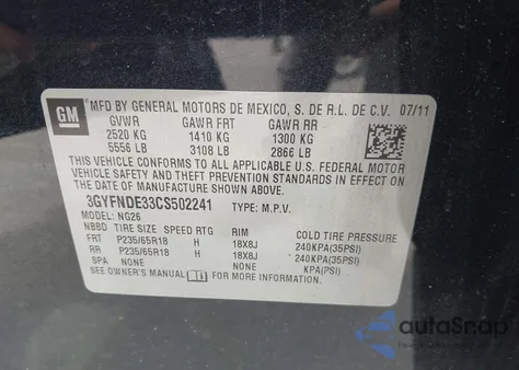 2012 Cadillac Srx Luxury Collection из США, поврежденный, VIN 3GYFNDE33CS502241